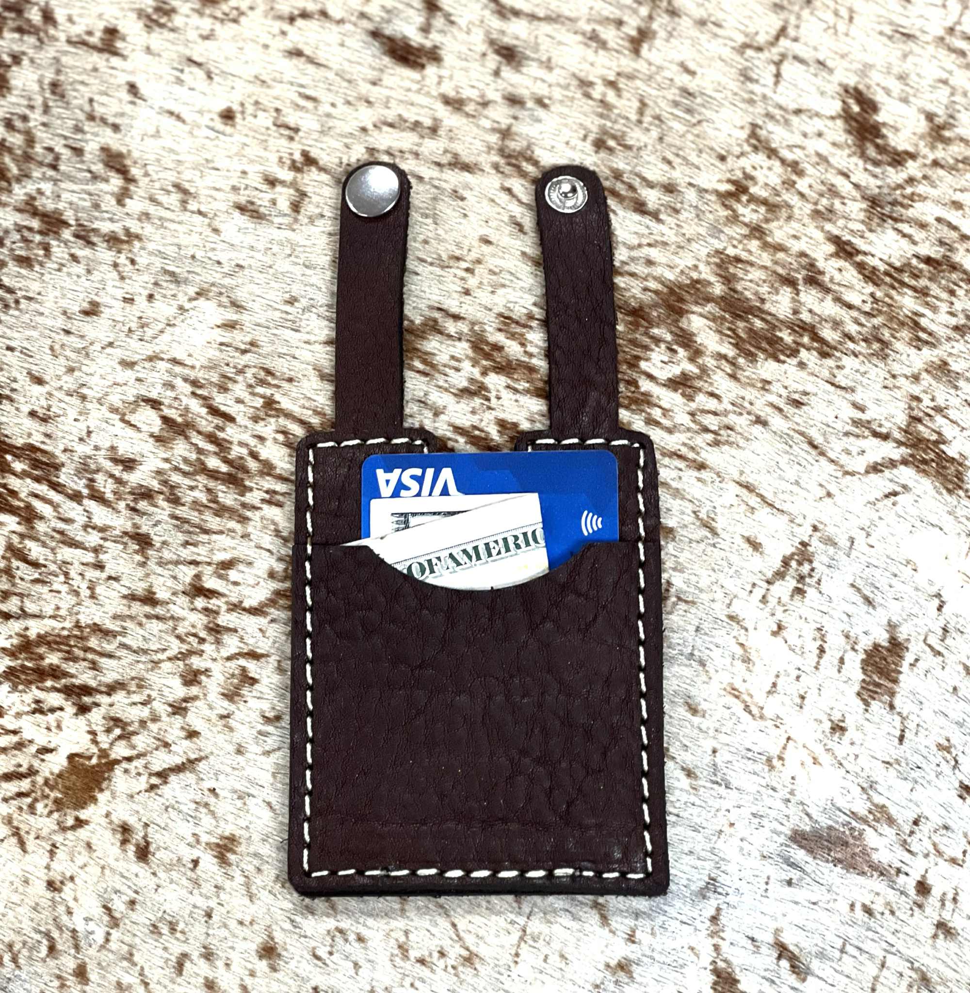 Leather Boot Wallet With Snap Strap: Ostrich