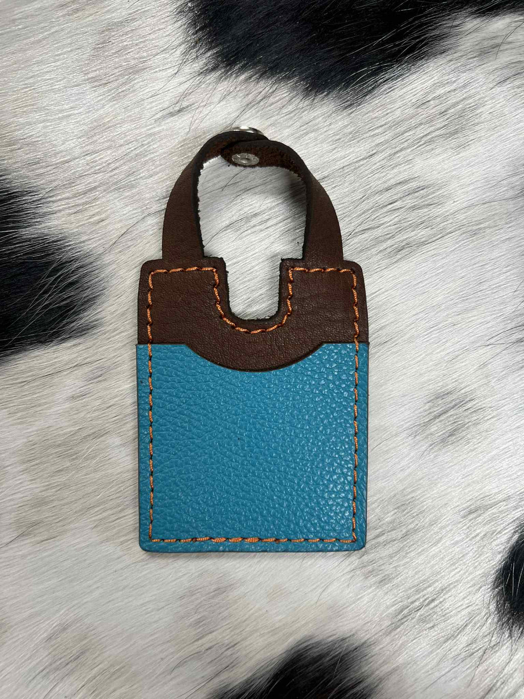 Leather Boot Wallet With Snap Strap: Teal leather