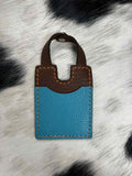 Leather Boot Wallet With Snap Strap: Teal leather