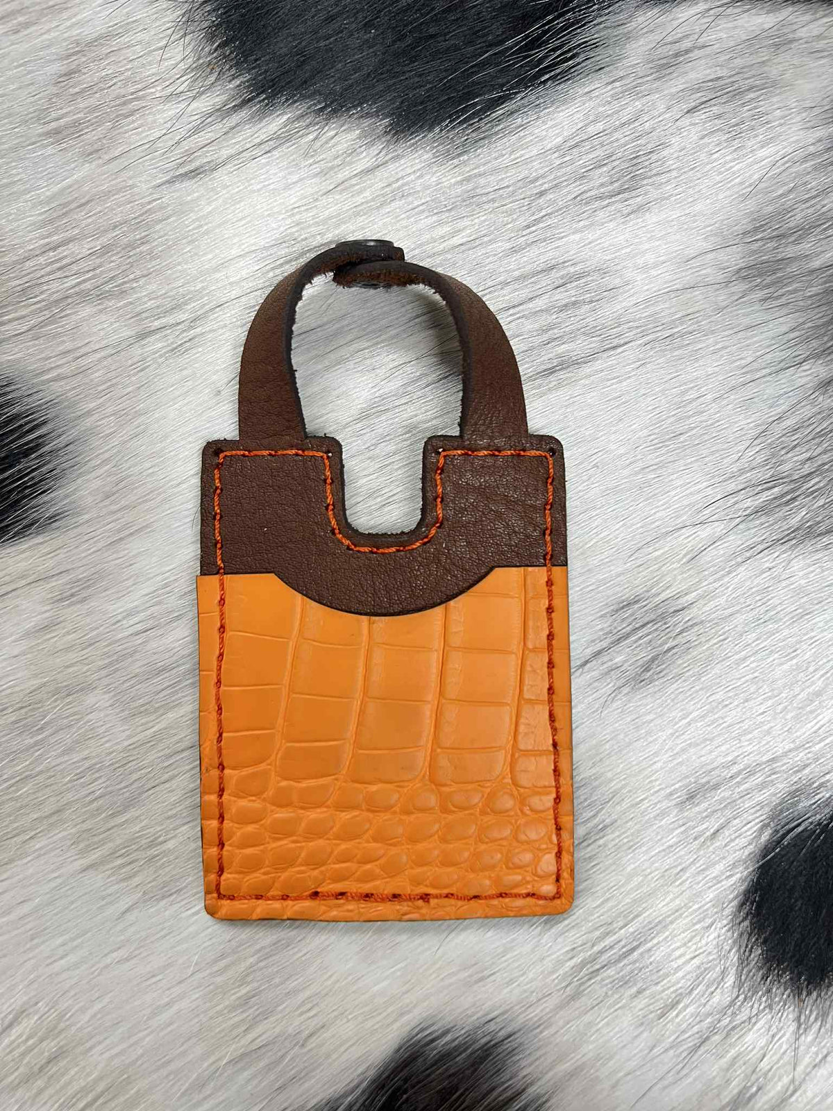 Leather Boot Wallet With Snap Strap: Brown leather