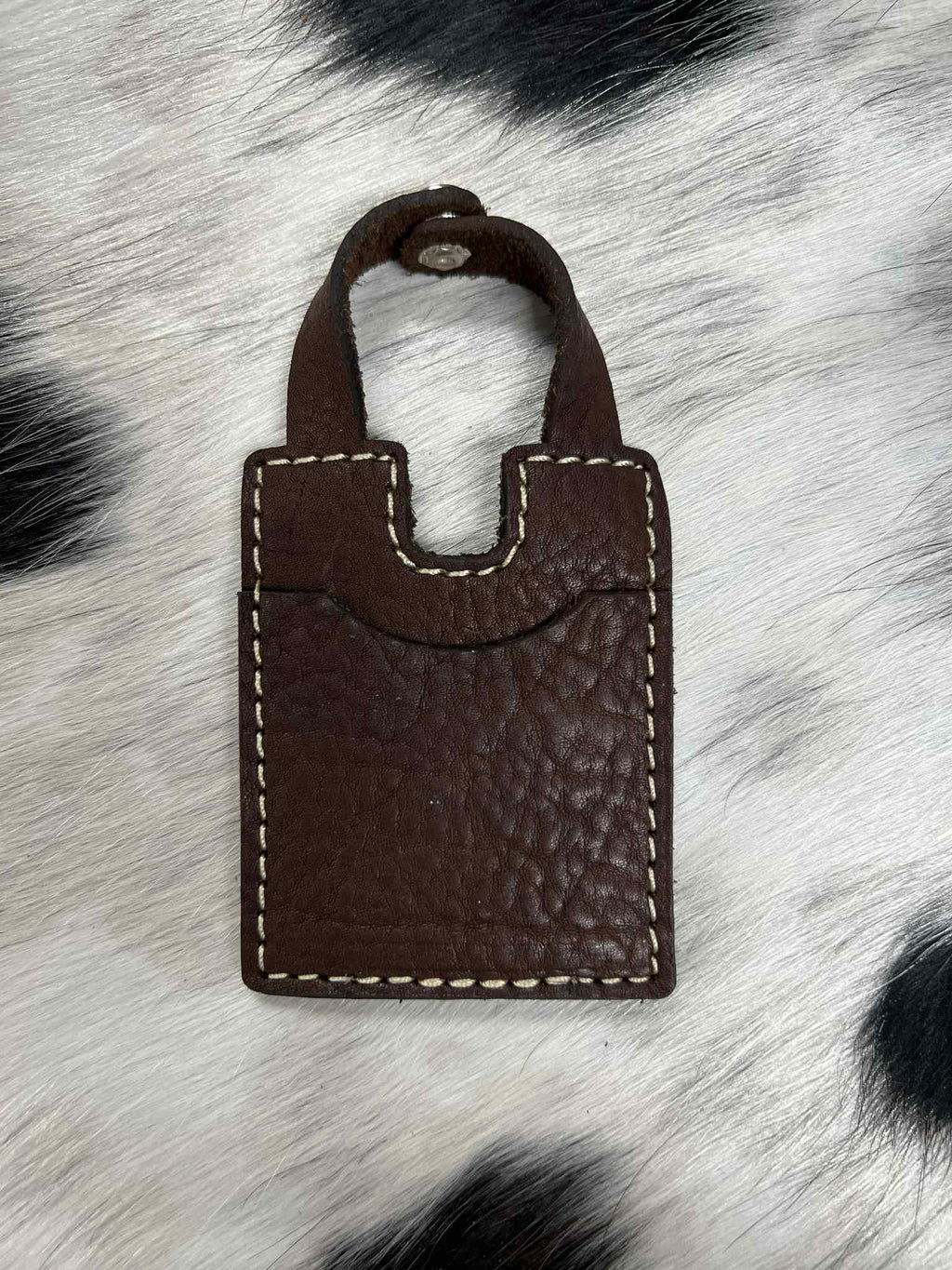 Leather Boot Wallet With Snap Strap: Brown leather