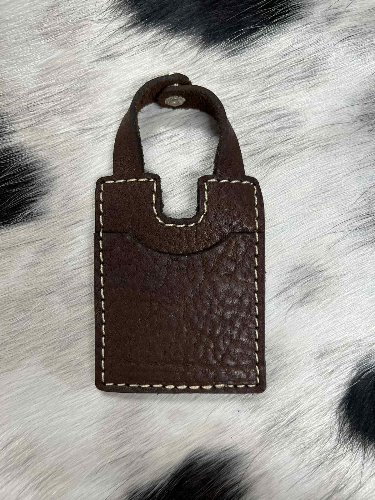 Leather Boot Wallet With Snap Strap: Brown leather